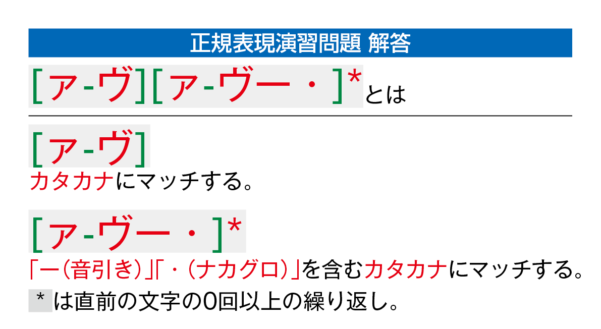 正規表現でカタカナを検索